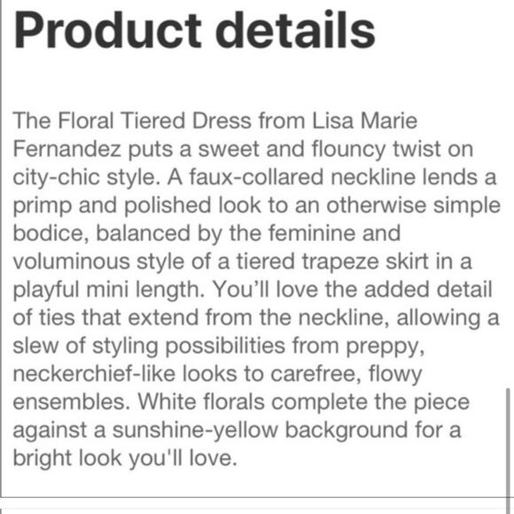 Lisa Marie Fernandez Butter Yellow Tiered Mini Dress Babydoll Flowy Floral XS - Picture 11 of 12